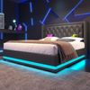 Polsterbett 160x200 cm mit Matratze, Bettkasten, USB/Typ-C, 3-seitiger LED-Beleuchtung, PU in Schwarz Bild 3