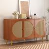 Sideboard 129,8x40x76 cm mit 3 Rattan Türen – elegantes Highboard in Walnuss Bild 4