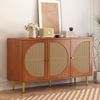 Sideboard 129,8x40x76 cm mit 3 Rattan Türen – elegantes Highboard in Walnuss Bild 4