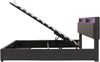 Polsterbett 180x200cm, LED, hydraulisch, Schubladen, Leinen, Grau Bild 3
