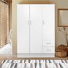 Dmora Kleiderschrank 3 Türen Anci, Schlafzimmermöbel, Geschlossener begehbarer Kleiderschrank, Kleiderschrank mit 3 Türen und 2 Schubladen, 120x50h170 cm, Weiß Bild 2