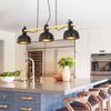 ZMH Hängelampe Vintage Pendelleuchte Esstisch: 3 Flammig E27 Hängeleuchte Holzbalken mit Schwarz Metall Lampenschirm Retro Esszimmerlampe Industrial Esstischlampe für Küche Esszimmer Bild 4