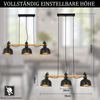 ZMH Hängelampe Vintage Pendelleuchte Esstisch: 3 Flammig E27 Hängeleuchte Holzbalken mit Schwarz Metall Lampenschirm Retro Esszimmerlampe Industrial Esstischlampe für Küche Esszimmer Bild 2