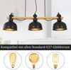 ZMH Hängelampe Vintage Pendelleuchte Esstisch: 3 Flammig E27 Hängeleuchte Holzbalken mit Schwarz Metall Lampenschirm Retro Esszimmerlampe Industrial Esstischlampe für Küche Esszimmer Bild 3