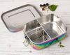LEKKABOX Lunchbox Kinder Edelstahl Brotdose 1000ml - 3 Fächer auslaufsicher Bentobox, (1 Edelstahldose mit Deckel, 2 zusätzliche Clips mit Silikonschutz), Auslaufsicher dank Dichtung, mit 3 Fächern für trockene Lebensmittel Bild 2