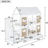 Merax 90x200cm Etagenbett, Kinderbett, Mit farblich abgesetztem Fallschutzgitter, mit Fenster, Zwei Schubladen mit Rollen, Treppe mit 4 Ablagefächern, Weiß+Natur Bild 4