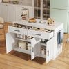 Flieks Kücheninsel mit Steckdosen, USB-Anschlüsse und verstellbare Einlegeböden, (Arbeitsplatte in Marmoroptik, 120x60x91 cm), Küchenschrank Küchenbuffet mit Schubladen und Handtuchhalter Weiß Bild 2