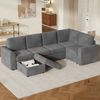 Merax 4-Sitzer Sofas, 282cm Modernes Sofa, corduroy L-förmiges Ecksofa mit Armlehnen, 1 beweglicher multifunktionaler Hocker, einfache Montage, hochdichter Schaumstoff, grau Bild 3