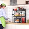 Refined Living Standregal 3-Stufiges Mikrowellenregal Ausziehbar 40-64 cm,Küchenregal, 6 Haken, Küchenregal aus Metall,Höhenverstellbares Mikrowellen Regal für Arbeitsplatte – Küchen Organizer Gewürzregal Bäckerregal Aufbewahrungsregal, Arbeitsplattenr... Bild 2