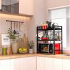 Refined Living Standregal 3-Stufiges Mikrowellenregal Ausziehbar 40-64 cm,Küchenregal, 6 Haken, Küchenregal aus Metall,Höhenverstellbares Mikrowellen Regal für Arbeitsplatte – Küchen Organizer Gewürzregal Bäckerregal Aufbewahrungsregal, Arbeitsplattenr... Bild 3