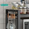 Refined Living Standregal 3-Stufiges Mikrowellenregal Ausziehbar 40-64 cm,Küchenregal, 6 Haken, Küchenregal aus Metall,Höhenverstellbares Mikrowellen Regal für Arbeitsplatte – Küchen Organizer Gewürzregal Bäckerregal Aufbewahrungsregal, Arbeitsplattenr... Bild 4