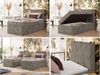 Boxspringbett TILIANO 90x200 Cord inkl. Bettkasten, Einzelbett 7-Zonen Multipocket-Matratze & Topper, Modernes Design mit hohem Kopfteil - Hellbraun Cordstoff - H4 - Topper T25 Bild 2