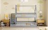 Novelux Kinder-Etagenbett 90x200 Hausbett mit Dach & Sicherheitstreppe – Massivholz Grau, Hochbett mit Stauraum, Rausfallschutz & Schubladen für Kinderzimmer Bild 5