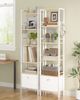 Bücherregal, 6 vertikale Regale mit 1 Zusammenklappbare Stoffschubladenund 4 Haken, offene Regale, Metallrahmen, geeignet für Arbeitszimmer, Wohnzimmer Weißeiche Bild 4