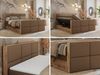 Doppelbett, Boxspringbett mit zwei Multipocket-Matratzen und ein Topper, Bettkästen, Eiche Wotan Holzrahmen, genähtes Kopfteil und Front - ALBERO 2 KING DUO - 140 x 200 cm - Braun Kunstleder - H4 Bild 2