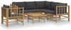 vidaXL 7-tlg. Garten-Lounge-Set mit Dunkelgrauen Kissen Bambus 3155221 Bild 2