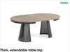MEBLINI Esstisch Rund Ausziehbar aus Metall - 120-196x76 cm - CONEY - Cremona Terracotta Eiche/Schwarz Matt - Loft - Esszimmertisch Modern - Küchentisch - Ausziehtisch - Round Dining Table Bild 2