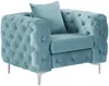 Vente-unique - EDWINA Sessel SamtStoff Blau - B 91 cm x H 76 cm x L 106 cm Bild 3