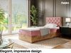 MEBLINI Boxspringbett LOFTY 3 90x200 cm mit Bettkasten – H4/Rosa Samt Gepolstert Einzelbett mit Topper & Taschenfederkern-Matratze Bild 2
