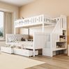 Kinder-Etagenbett aus Massivholz mit Stauraum, 90x200/140x200 cm, Weiß, ohne Matratze Bild 3