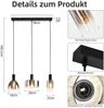 ZMH Hängelampe Esszimmerlampe 3 Flammig Hängeleuchte- E27 Vintage Esstisch Pendelleuchte Höhenverstellbar Glas Schwarz Pendellampe Hängend für Schlafzimmer küche (ohne Leuchtmittel) Bild 2