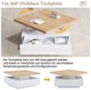 IDEASY Couchtisch 360° drehbar, weiß hochglänzend, multifunktional, 70x70x36 cm, mit 1 Schublade & offenen Fächern, Tragkraft 30 kg, Nussbaum-Design Bild 2