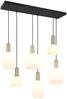 Retro Pendelleuchte DIVA 6-flammig mit Glasschirmen in Weiß, Breite 92cm Bild 2