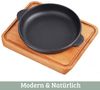 Servierpfanne Gusseisen MODI [MIT HOLZUNTERSETZER] - 16cm ⌀ | Gusseiserne Grillpfanne Gusspfanne rund für Backofen & Grill Bild 3