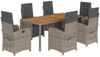 vidaXL 7-tlg. Garten-Essgruppe mit Kissen Grau Poly Rattan 3212484 Bild 2