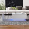 Couchtisch mit LED-Beleuchtung & Glas, weiß Hochglanz, 100x50x32 cm Bild 4