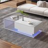 Couchtisch mit LED-Beleuchtung & Glas, weiß Hochglanz, 100x50x32 cm Bild 2