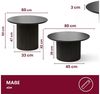 HOOZ Couchtisch Wohnzimmertisch Keramik rund 2er Set Trommel Gestell Schwarz 80 & 60cm (Set, 2-St, 2× Satztisch), Sofatisch mit geriffeltem Gestell – stabil & pflegeleicht Bild 4