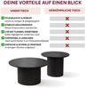 HOOZ Couchtisch Wohnzimmertisch Keramik rund 2er Set Trommel Gestell Schwarz 80 & 60cm (Set, 2-St, 2× Satztisch), Sofatisch mit geriffeltem Gestell – stabil & pflegeleicht Bild 3