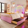 Kinderbett Einhorn 90x200cm Rosa LED-Lichtleiste 2 Schubladen Kunstleder Bett MDF Fantasie Traumbett Bild 5