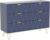 UEV Kommode mit 6 Schubladen, Sideboard für Schlafzimmer Wohnzimmer (100 x 34 x 73 cm Mehrzweckschrank mit gold Fuß, Highboard, Sideboard mit Schubladen, Schmal kommode), Küchenschrank Buffet TV Board Schrank mit Füße Aufbewahrungsschrank Bild 4