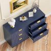 UEV Kommode mit 6 Schubladen, Sideboard für Schlafzimmer Wohnzimmer (100 x 34 x 73 cm Mehrzweckschrank mit gold Fuß, Highboard, Sideboard mit Schubladen, Schmal kommode), Küchenschrank Buffet TV Board Schrank mit Füße Aufbewahrungsschrank Bild 2