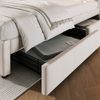 Doppelbett 140x200 cm mit höhenverstellbarem Kopfteil, USB-C, 4 Schubladen in Beige(Mit Matratze) Bild 4