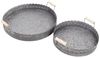 Macosa Home Dekotablett 2er Set Blech Grau rund Landhaus Tablett Metalltablett (2er Set, 2 St, 2 Stück verschiedene Größen), 30 cm & 40 cm mit Griff Blechtablett Tablett Metalltablett Bild 4