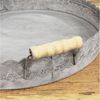 Macosa Home Dekotablett 2er Set Blech Grau rund Landhaus Tablett Metalltablett (2er Set, 2 St, 2 Stück verschiedene Größen), 30 cm & 40 cm mit Griff Blechtablett Tablett Metalltablett Bild 2