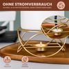 Stövchen für 1 Teelicht, Teewärmer aus Metall, runde Warmhalteplatte, goldfarben Bild 4