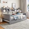 Merax Daybett Ausziehbares Schlafsofa 90*200CM Massivholz, Ausziehbett 90*190CM, mit Staufach und Lattenrost, Kiefer Multifunktionsbett, Einzelbett, Grau Bild 3
