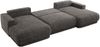 XXL Wohnlandschaft RINA U-Form 360 cm breit, Sofa mit Schlaffunktion & DL-Mechanismus, Wellenfederung, modern freistehend - Grau Schenille grob gewebt Bild 5