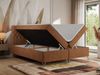 Boxspringbett mit Kopfteil und Topper, Polsterbett - GRIMALDI - 180 x 200 cm - Orange Stoff - H3 Bild 2