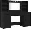 vidaXL Schminktischset mit LED mit Regal 3 pcs Schwarz Eichen-Optik 3334282 Bild 2