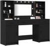 vidaXL Schminktischset mit LED mit Regal 3 pcs Schwarz Eichen-Optik 3334282 Bild 3