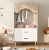 Kleiderschrank 80 x 46 x 141,5 cm in Weiß/Natur, offen mit Kleiderstange und 2 Schubladen Bild 3