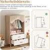 Kleiderschrank 80 x 46 x 141,5 cm in Weiß/Natur, offen mit Kleiderstange und 2 Schubladen Bild 5