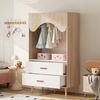 Kleiderschrank 80 x 46 x 141,5 cm in Weiß/Natur, offen mit Kleiderstange und 2 Schubladen Bild 4