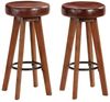 vidaXL Barhocker 2 Stk. Echtleder und Akazien-Massivholz 246260 Bild 1