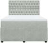 vidaXL Boxspringbett mit Matratze Hellgrau 140x200 cm Samt 3292364 Bild 4